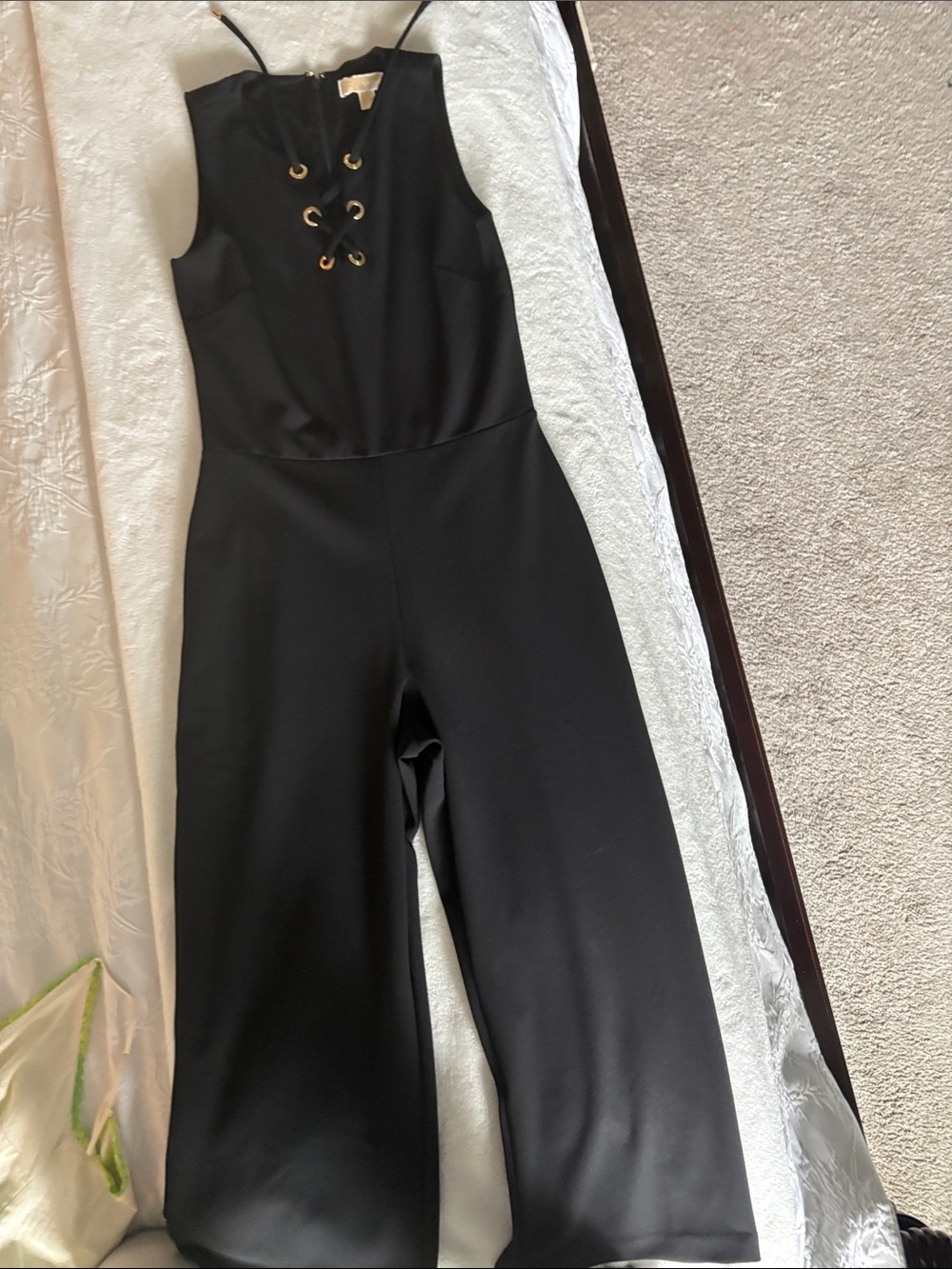 Michael Kors Black Lace-Up Wide-Leg Jumpsuit